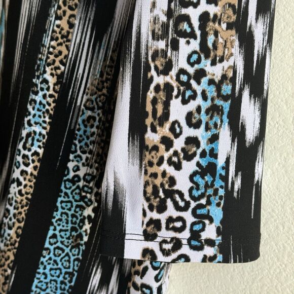 Allison Daley Knit Top Blouse Animal Print Sz Small Petite 3/4 Sleeves Stretch - Picture 4 of 6